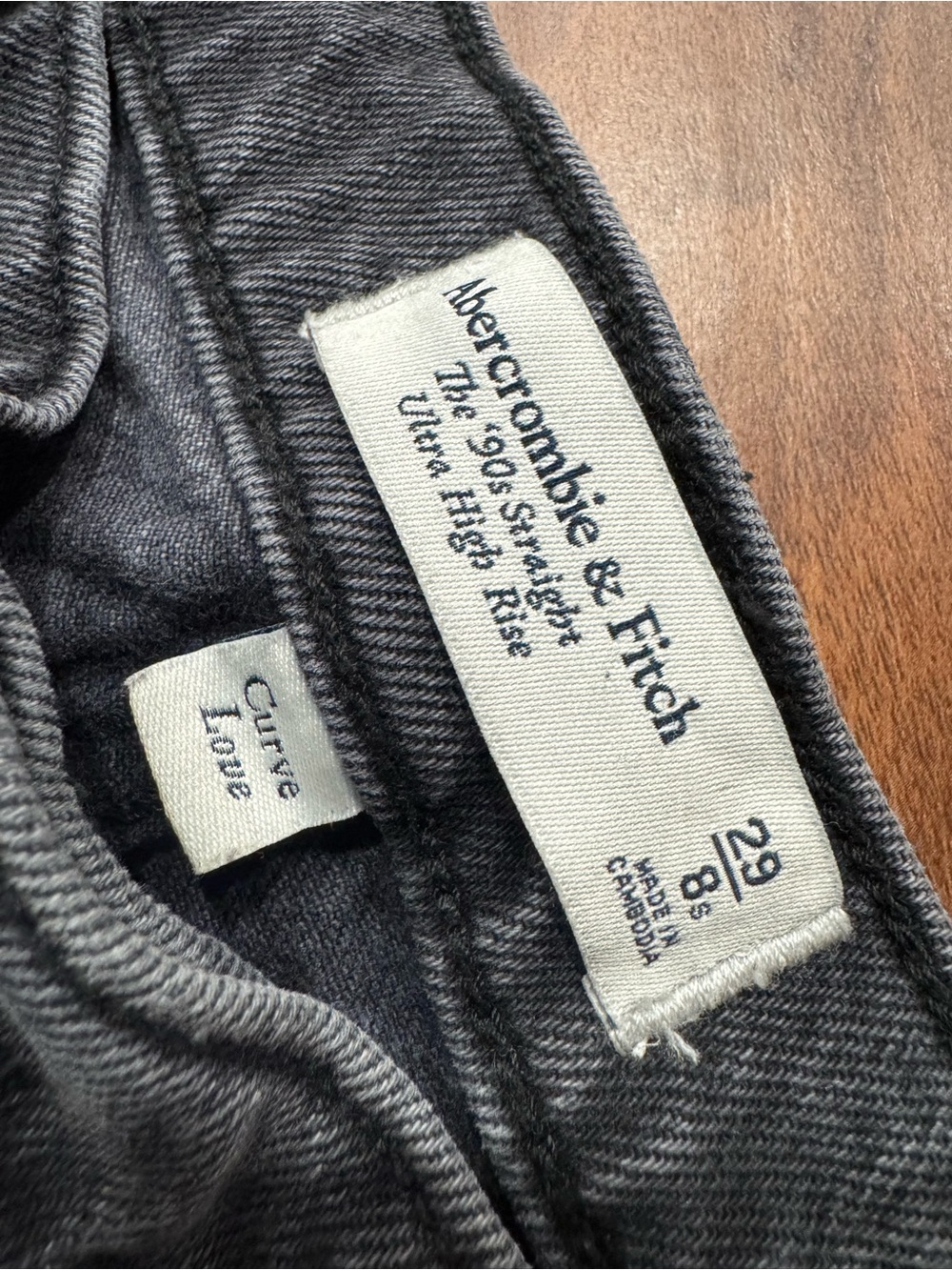 Abercrombie & Fitch Curve Love High Rise 90s Straight Jeans Black Wash Womens 29 - Picture 7 of 9